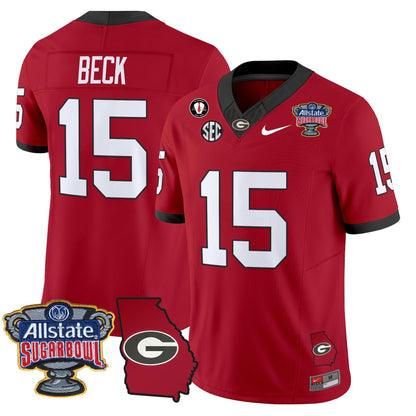 UGA 2025 Sugar Bowl & Georgia Map Patch Vapor Limited Jersey - All Stitched