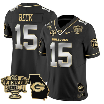 Georgia Bulldogs 2025 Sugar Bowl & Georgia Map Patch Vapor Limited Jersey - All Stitched
