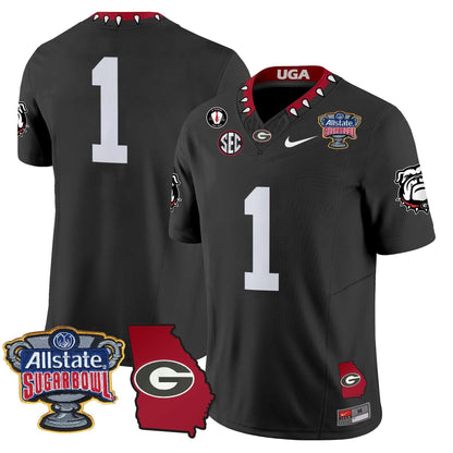 Georgia Bulldogs 2025 Sugar Bowl & Georgia Map Patch Vapor Limited Jersey - All Stitched