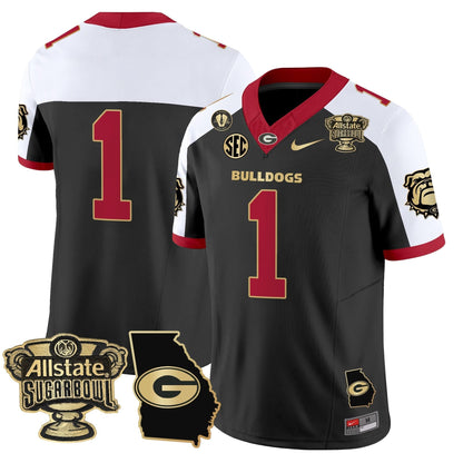 Georgia Bulldogs 2025 Sugar Bowl & Georgia Map Patch Vapor Limited Jersey - All Stitched
