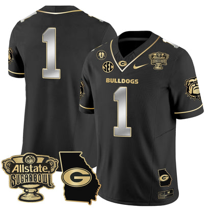 UGA 2025 Sugar Bowl & Georgia Map Patch Vapor Limited Jersey - All Stitched