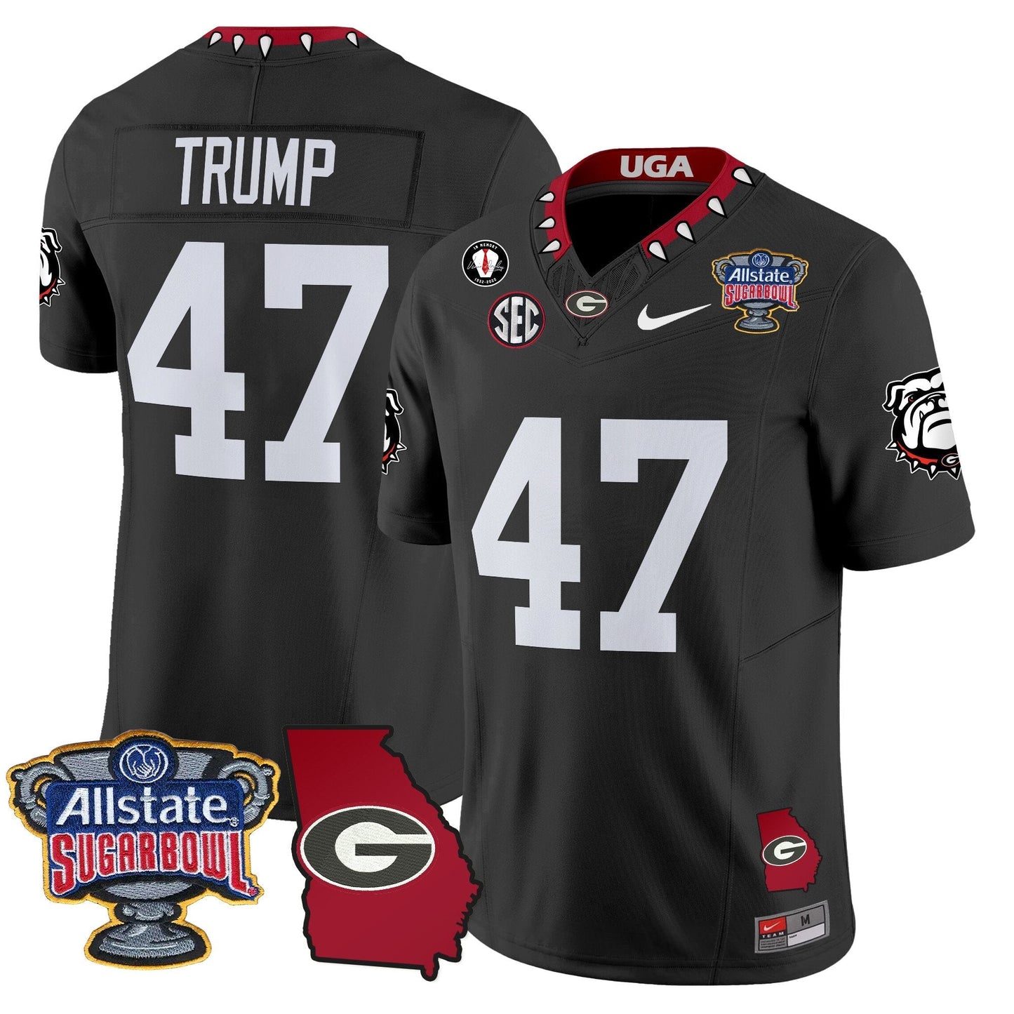 UGA 2025 Sugar Bowl & Georgia Map Patch Vapor Limited Jersey - All Stitched