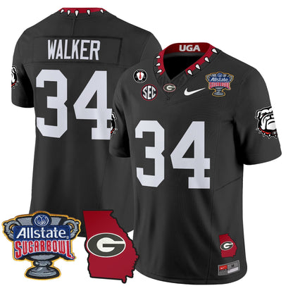 UGA 2025 Sugar Bowl & Georgia Map Patch Vapor Limited Jersey - All Stitched