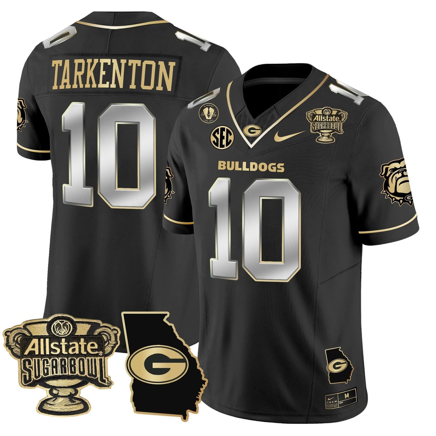 Georgia Bulldogs 2025 Sugar Bowl & Georgia Map Patch Vapor Limited Jersey - All Stitched
