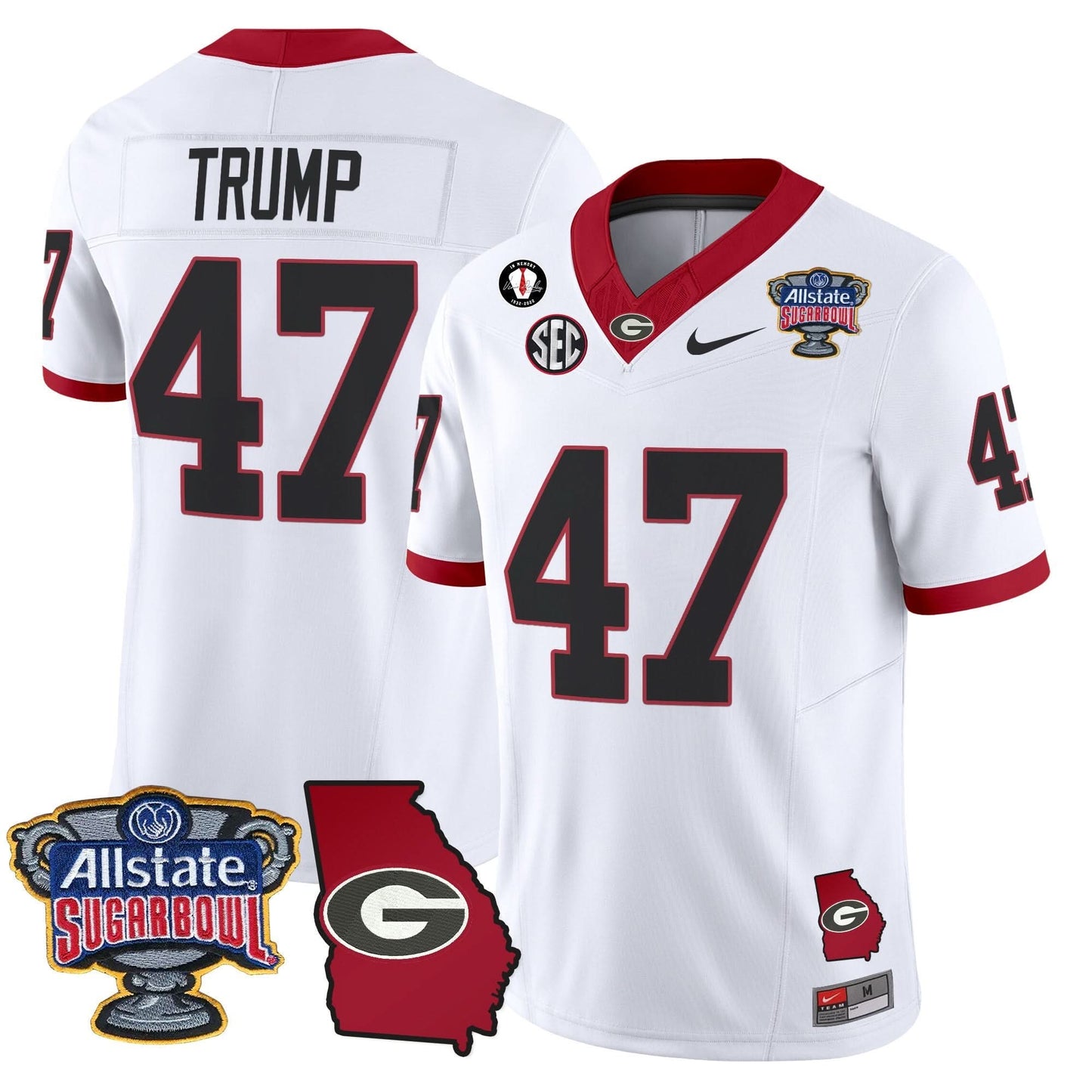 Georgia Bulldogs 2025 Sugar Bowl & Georgia Map Patch Vapor Limited Jersey - All Stitched