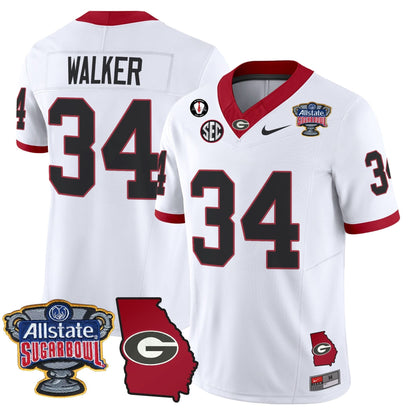 Georgia Bulldogs 2025 Sugar Bowl & Georgia Map Patch Vapor Limited Jersey - All Stitched