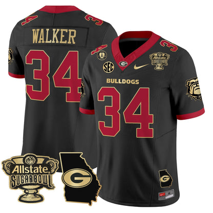 UGA 2025 Sugar Bowl & Georgia Map Patch Vapor Limited Jersey - All Stitched