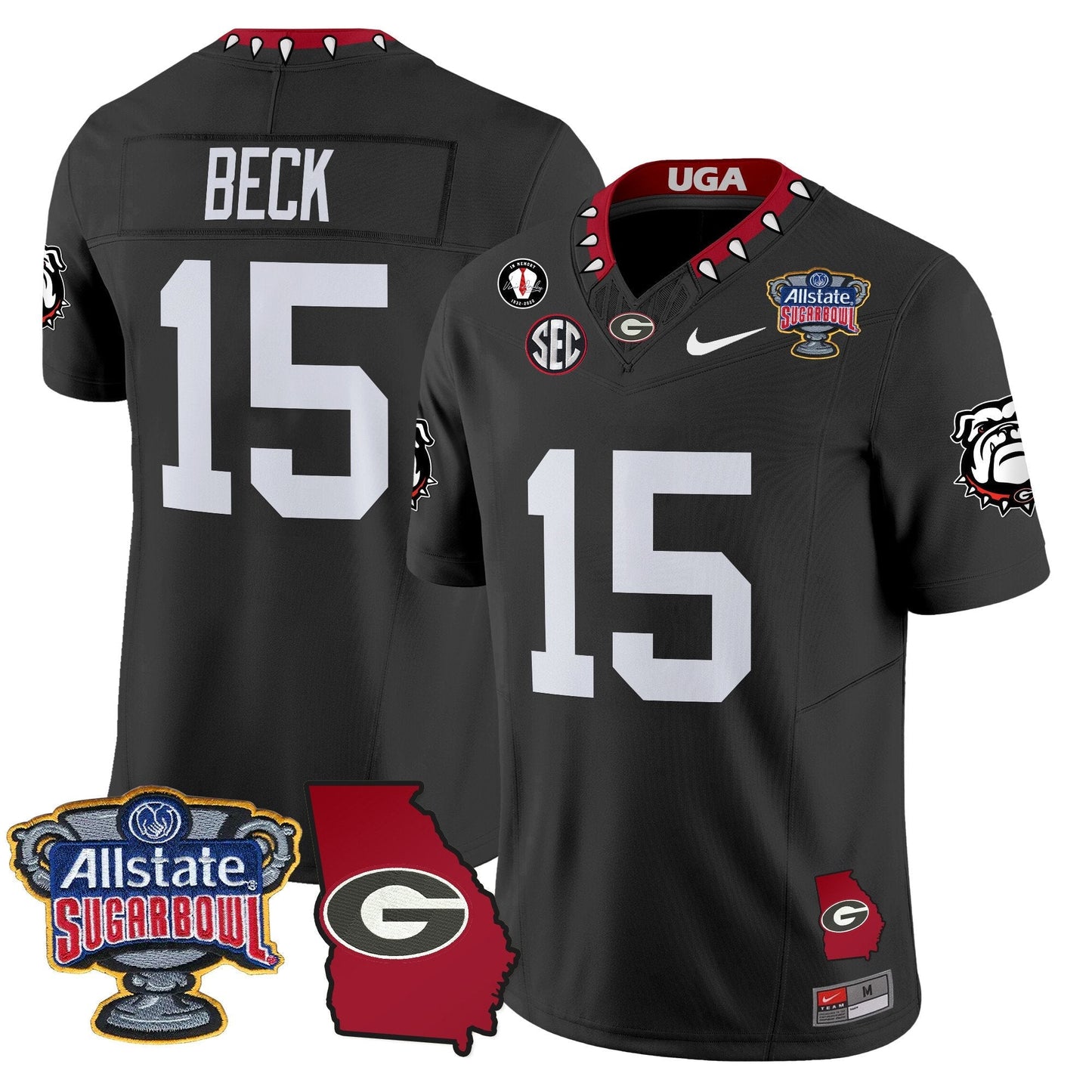 UGA 2025 Sugar Bowl & Georgia Map Patch Vapor Limited Jersey - All Stitched