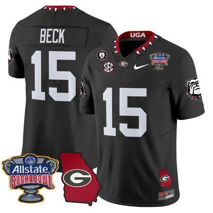 Georgia Bulldogs 2025 Sugar Bowl & Georgia Map Patch Vapor Limited Jersey - All Stitched