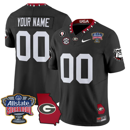 UGA 2025 Sugar Bowl & Georgia Map Patch Vapor Limited Custom Jersey - All Stitched