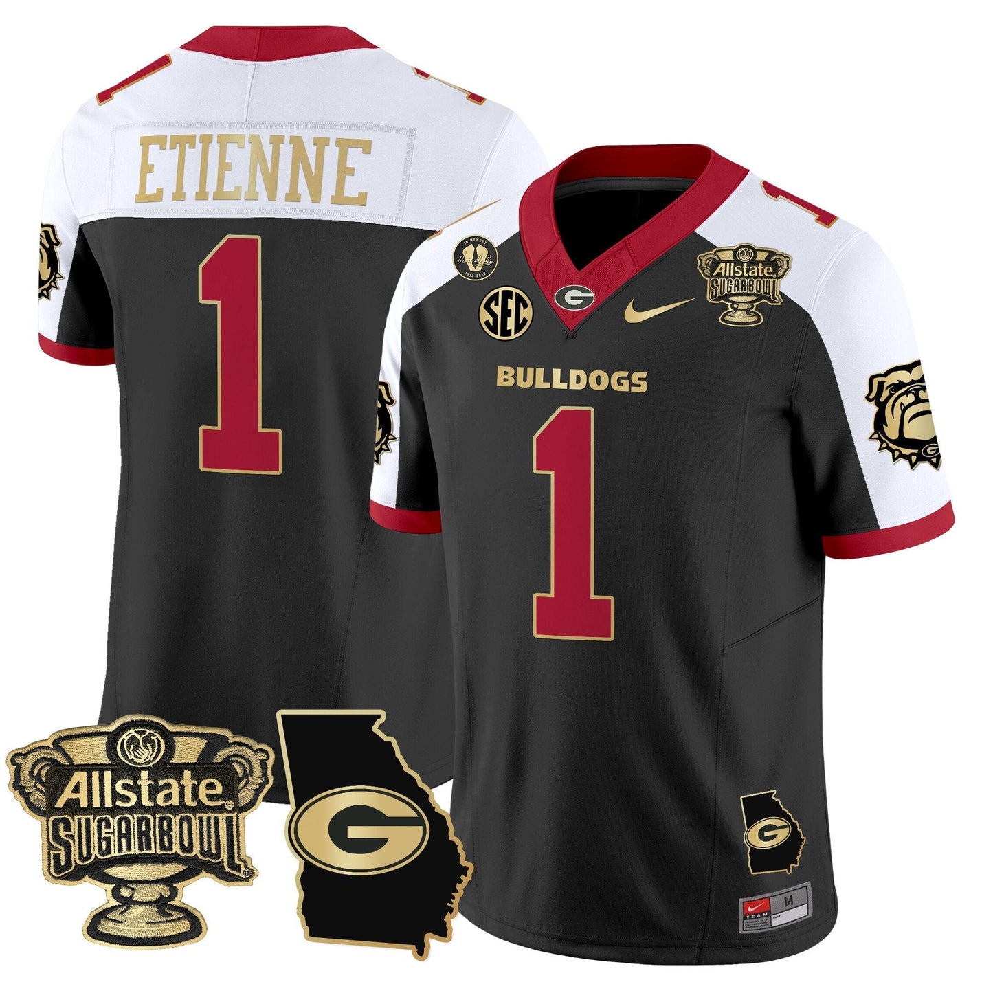 UGA 2025 Sugar Bowl & Georgia Map Patch Vapor Limited Jersey - All Stitched