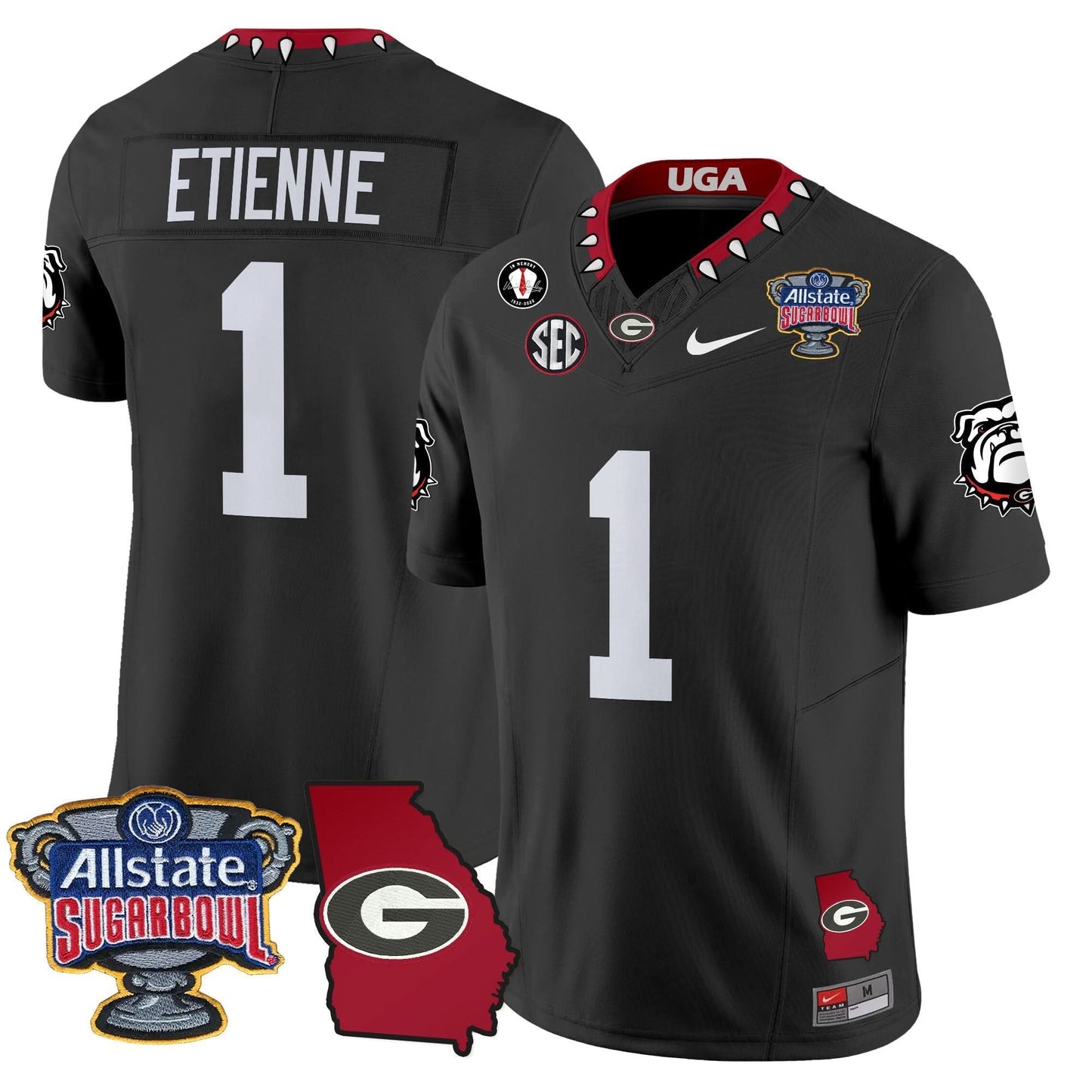 Georgia Bulldogs 2025 Sugar Bowl & Georgia Map Patch Vapor Limited Jersey - All Stitched