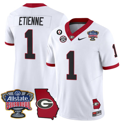 Georgia Bulldogs 2025 Sugar Bowl & Georgia Map Patch Vapor Limited Jersey - All Stitched