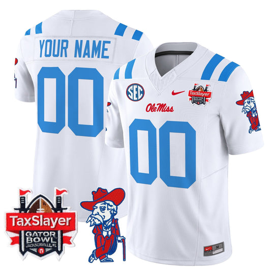 Ole Miss Rebels 2025 Gator Bowl Patch Vapor Limited Custom Jersey - Stitched