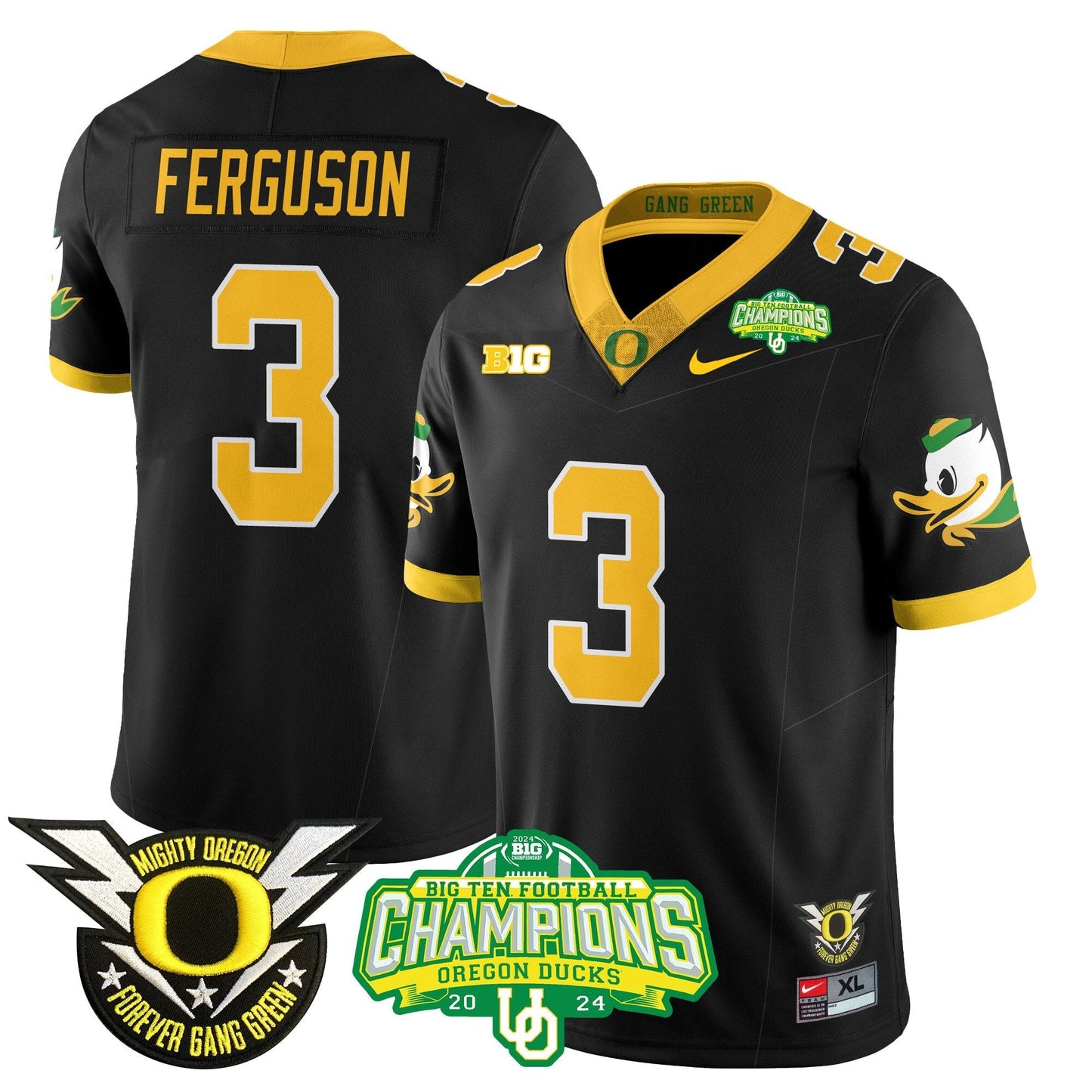 Men's Oregon Ducks 2024 Big Ten Champions Jersey N1 - All Stitched