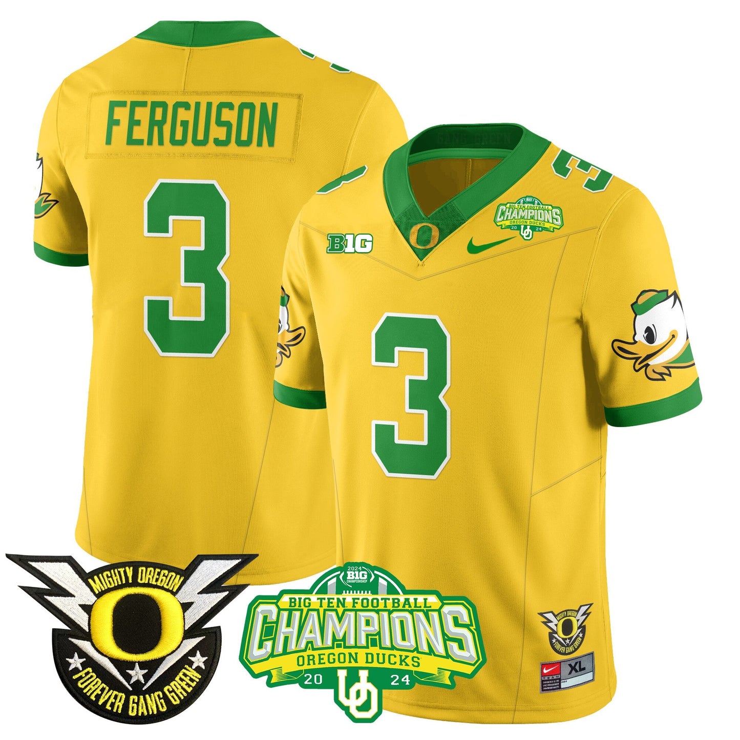 Men's Oregon Ducks 2024 Big Ten Champions Jersey N1 - All Stitched