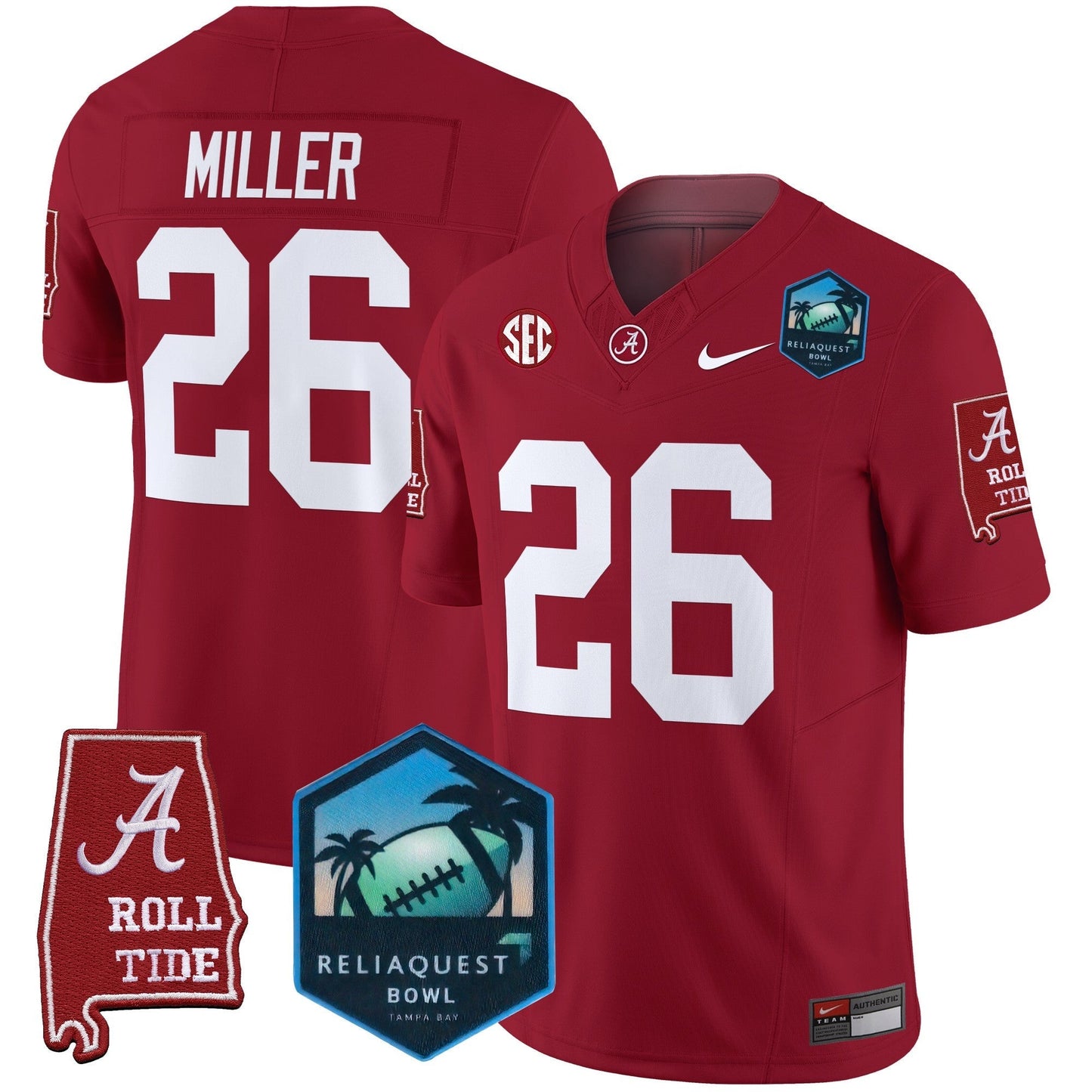 BAMA 2025 ReliaQuest Bowl Patch Vapor Limited Jersey - All Stitched