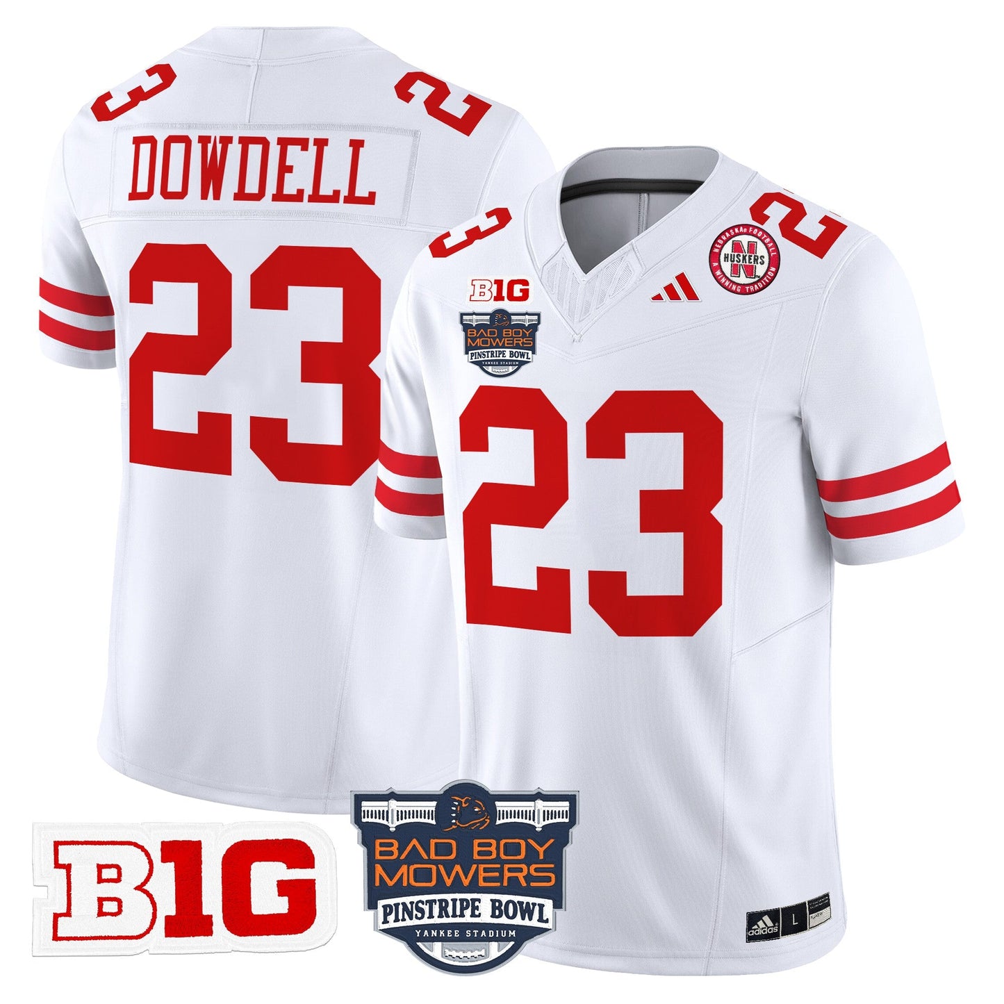 NEB 2025 Pinstripe Bowl Patch Vapor Limited Jersey - All Stitched