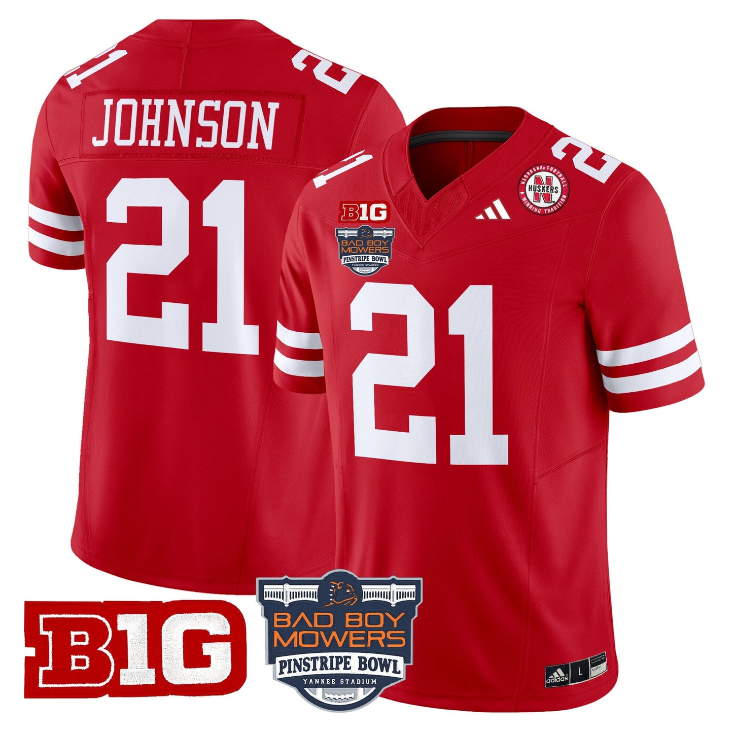 NEB 2025 Pinstripe Bowl Patch Vapor Limited Jersey - All Stitched