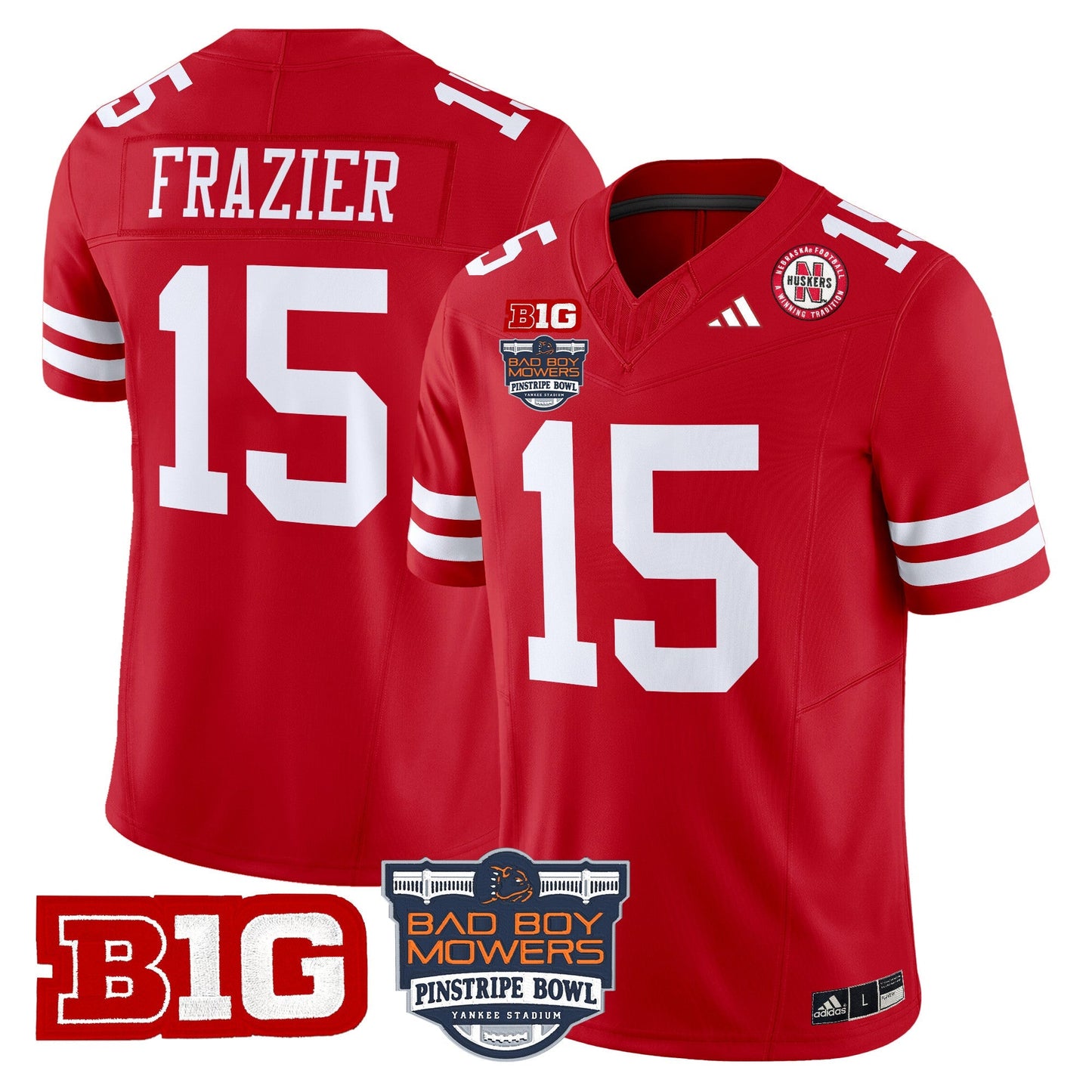 NEB 2025 Pinstripe Bowl Patch Vapor Limited Jersey - All Stitched