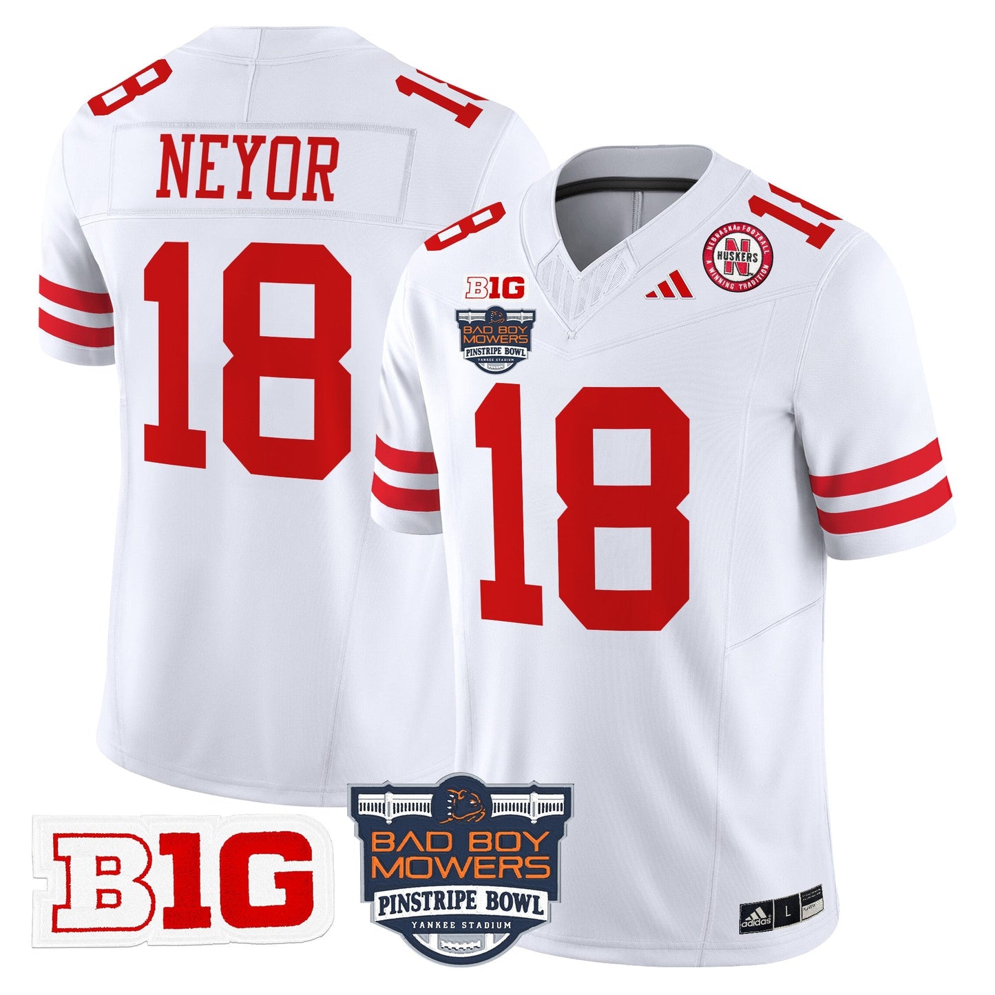 NEB 2025 Pinstripe Bowl Patch Vapor Limited Jersey - All Stitched