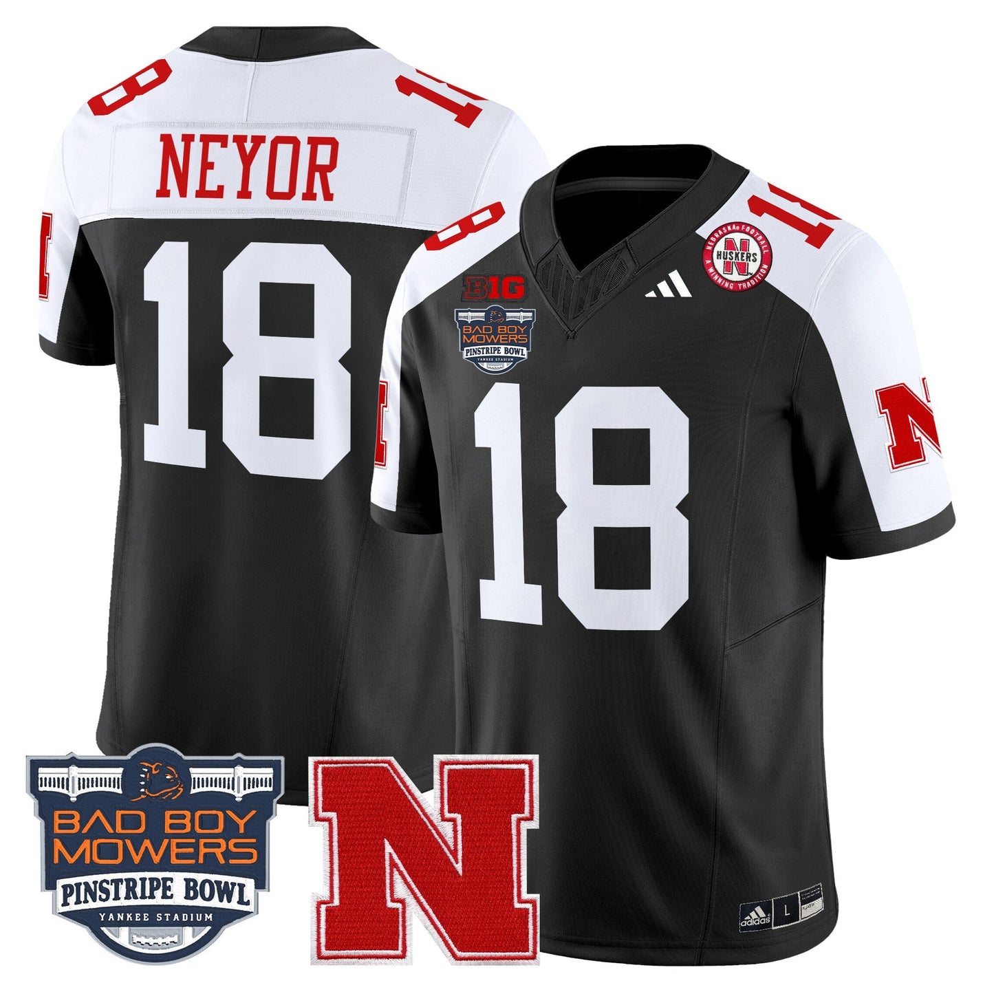 NEB 2025 Pinstripe Bowl Patch Vapor Limited Jersey - All Stitched