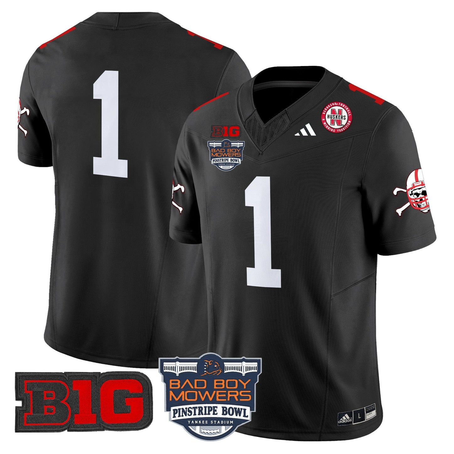 NEB 2025 Pinstripe Bowl Patch Vapor Limited Jersey - All Stitched