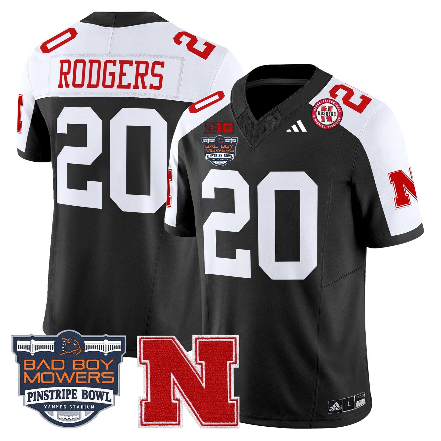 NEB 2025 Pinstripe Bowl Patch Vapor Limited Jersey - All Stitched