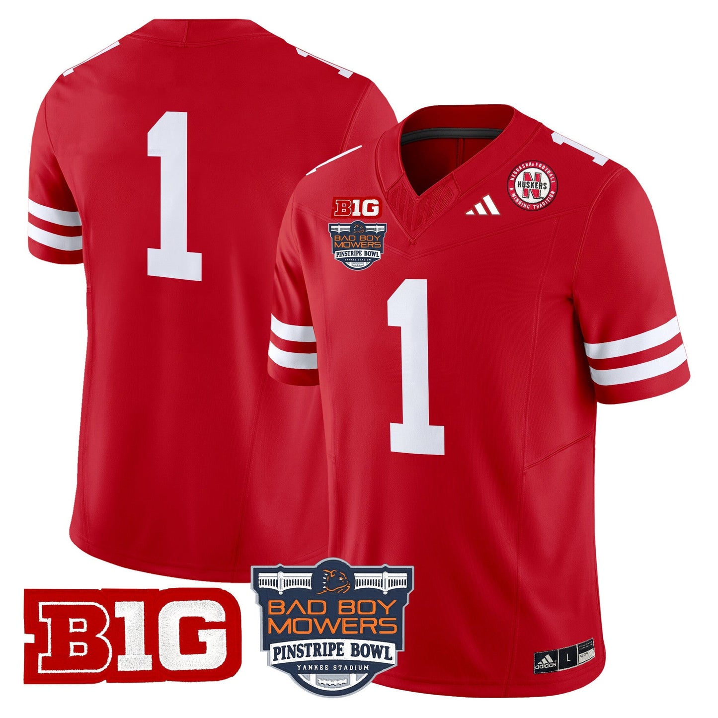 NEB 2025 Pinstripe Bowl Patch Vapor Limited Jersey - All Stitched