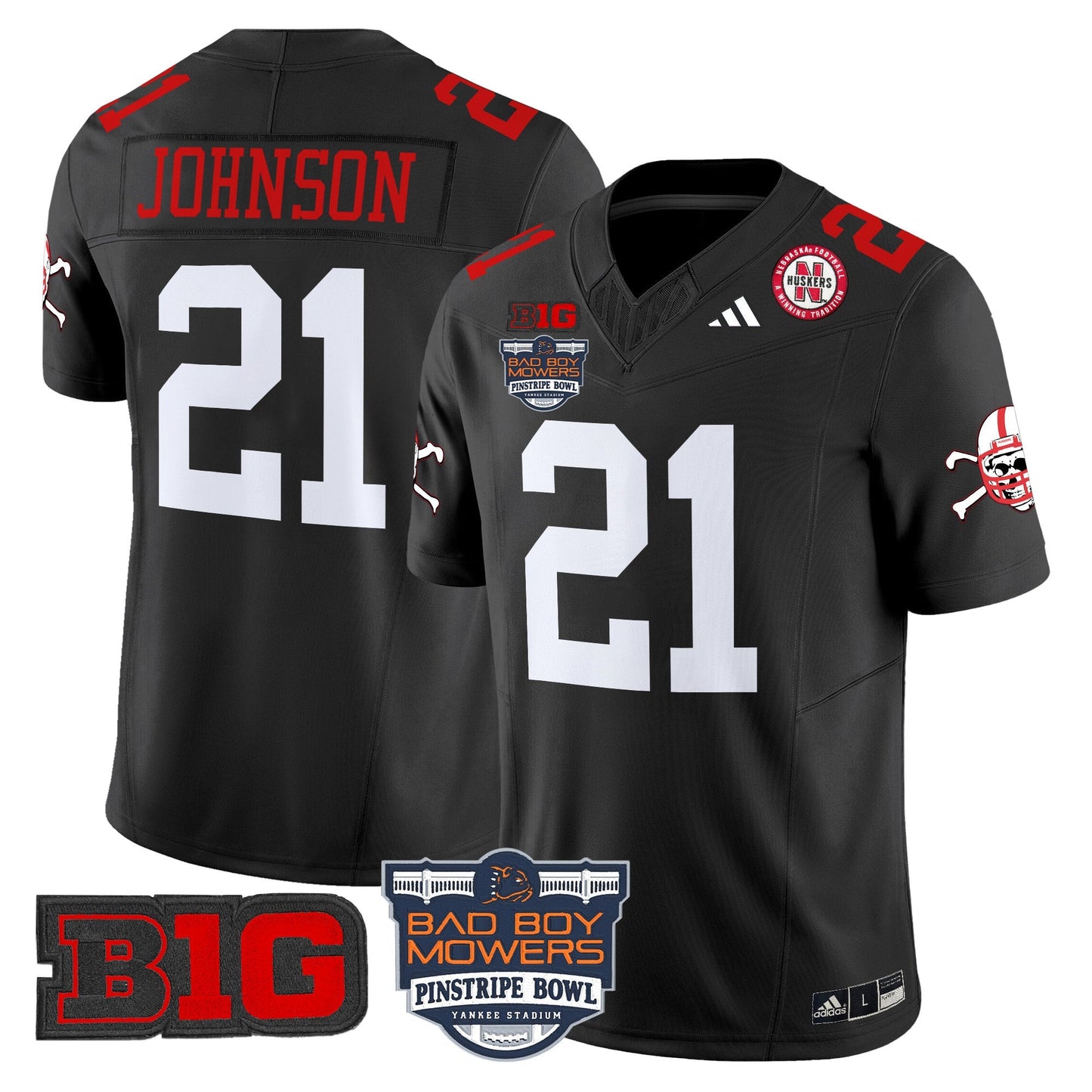 NEB 2025 Pinstripe Bowl Patch Vapor Limited Jersey - All Stitched