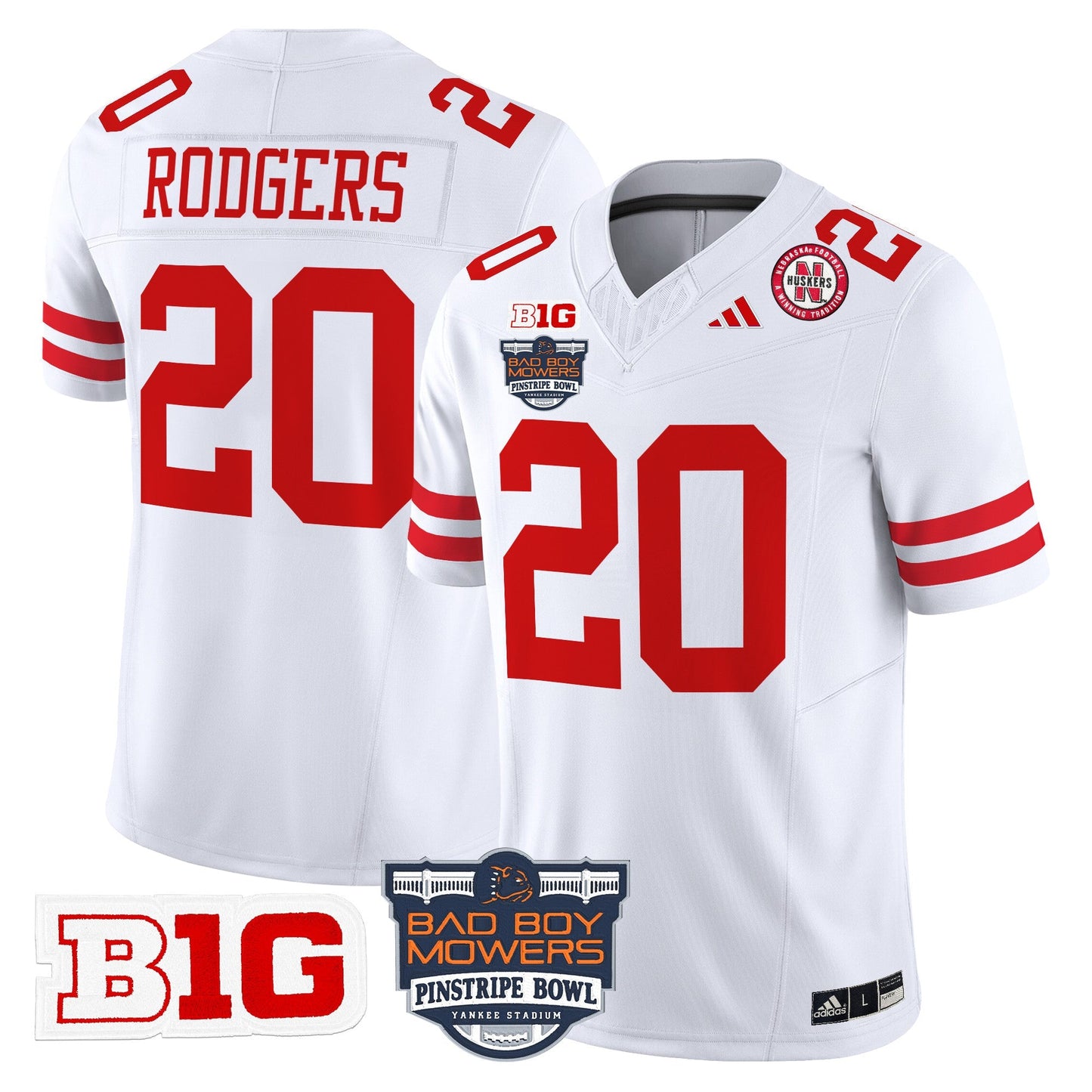 NEB 2025 Pinstripe Bowl Patch Vapor Limited Jersey - All Stitched