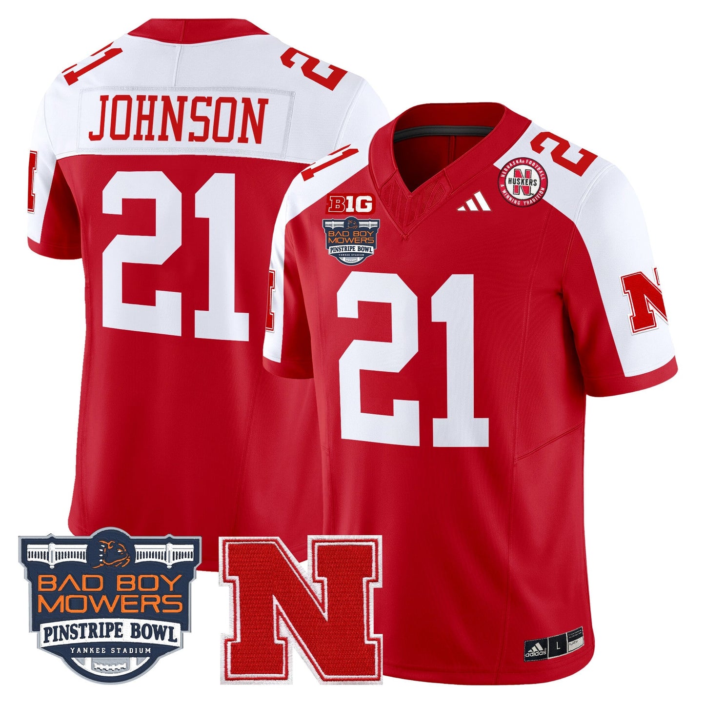 NEB 2025 Pinstripe Bowl Patch Vapor Limited Jersey - All Stitched
