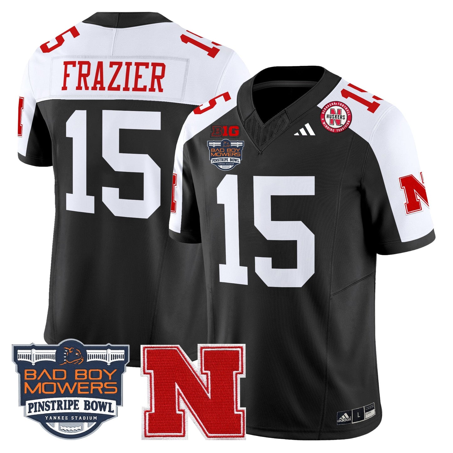NEB 2025 Pinstripe Bowl Patch Vapor Limited Jersey - All Stitched