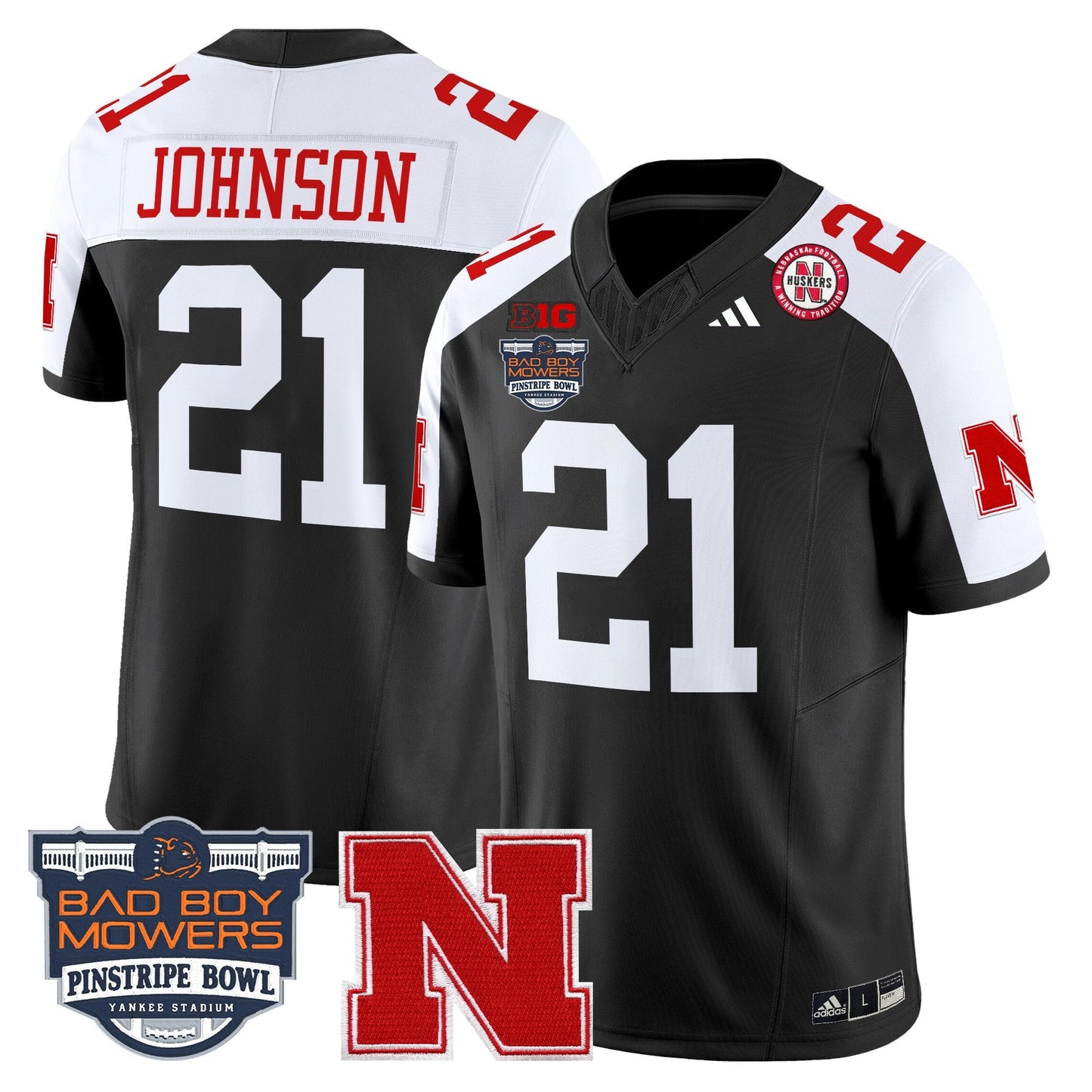 NEB 2025 Pinstripe Bowl Patch Vapor Limited Jersey - All Stitched