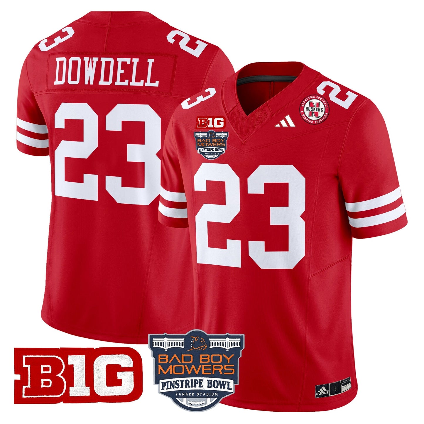 NEB 2025 Pinstripe Bowl Patch Vapor Limited Jersey - All Stitched