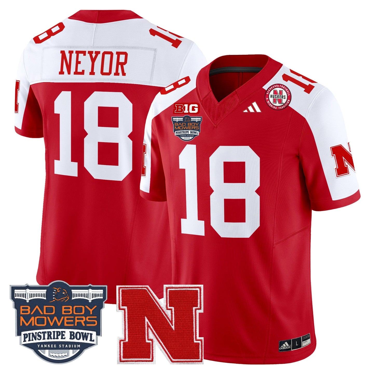 NEB 2025 Pinstripe Bowl Patch Vapor Limited Jersey - All Stitched