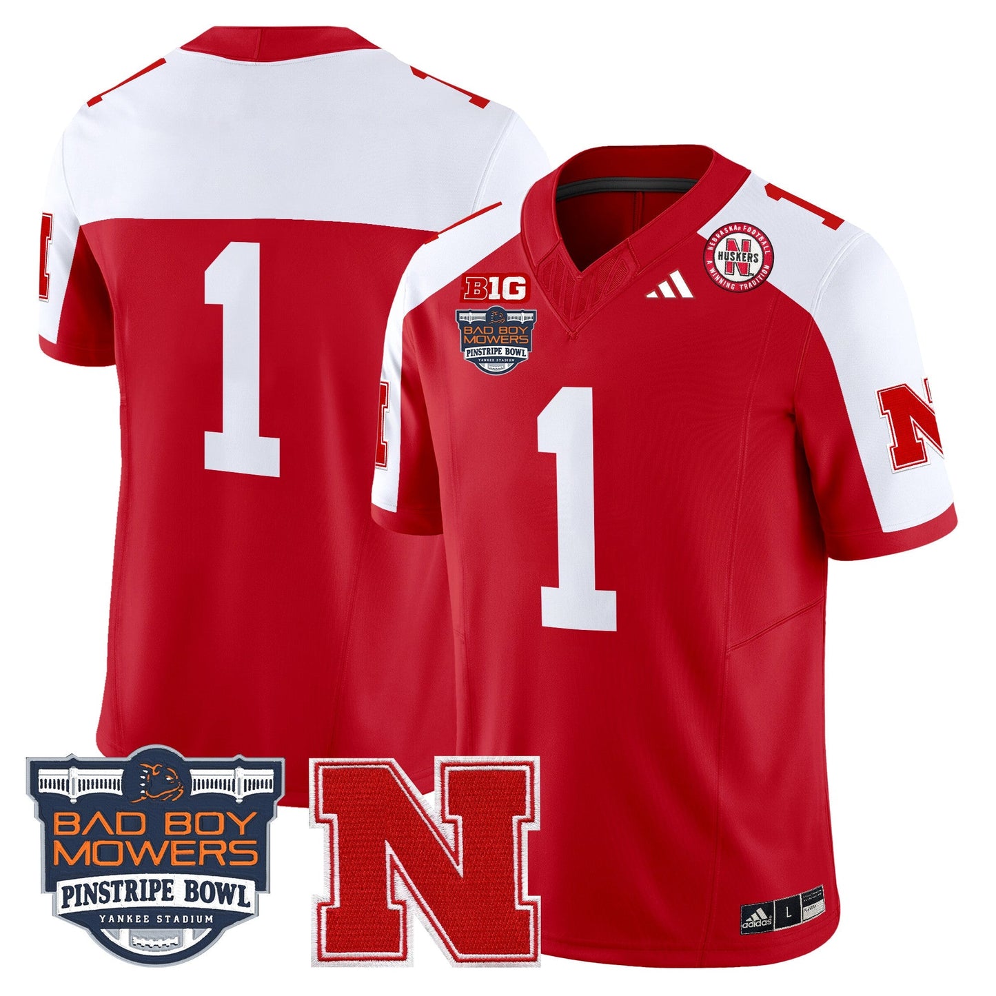 NEB 2025 Pinstripe Bowl Patch Vapor Limited Jersey - All Stitched