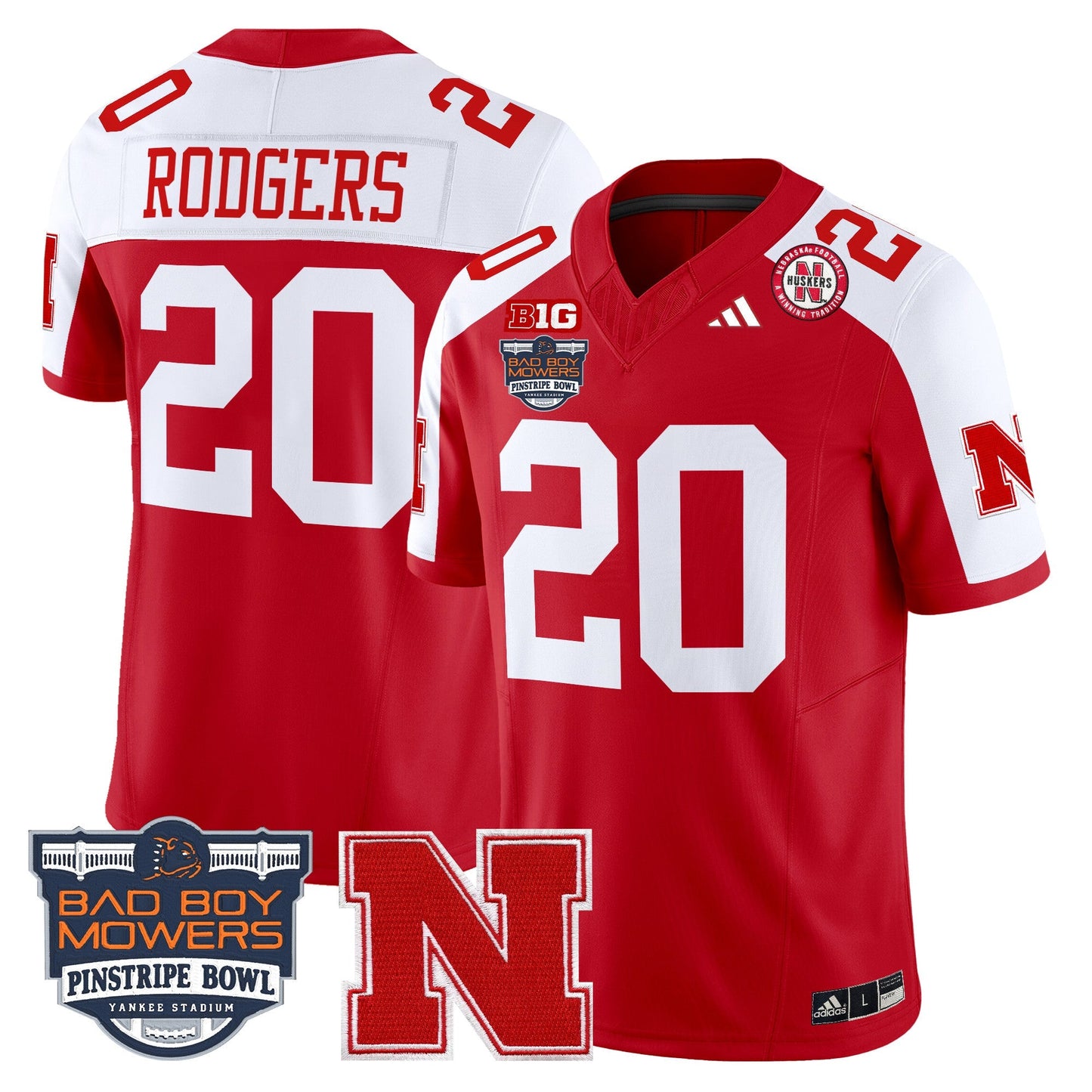 NEB 2025 Pinstripe Bowl Patch Vapor Limited Jersey - All Stitched