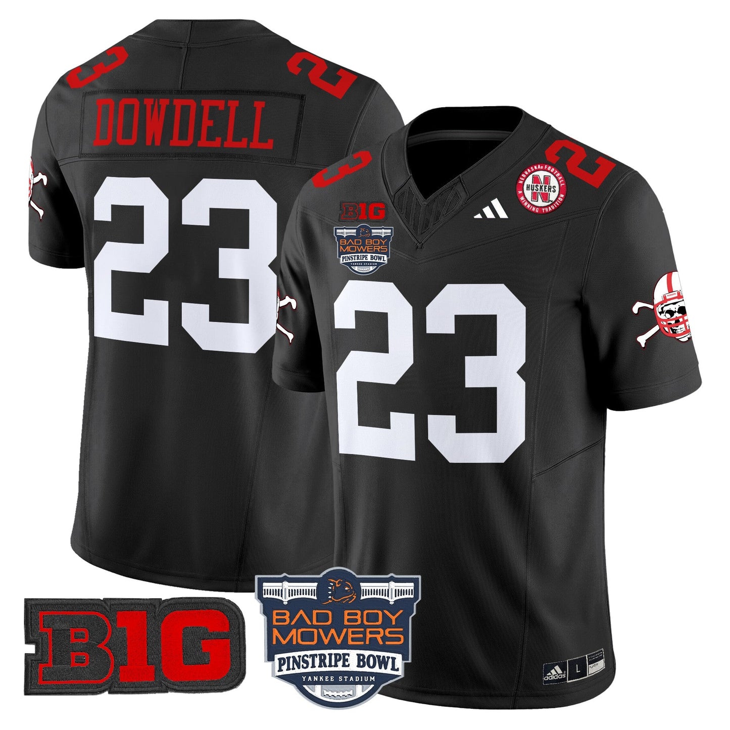 NEB 2025 Pinstripe Bowl Patch Vapor Limited Jersey - All Stitched