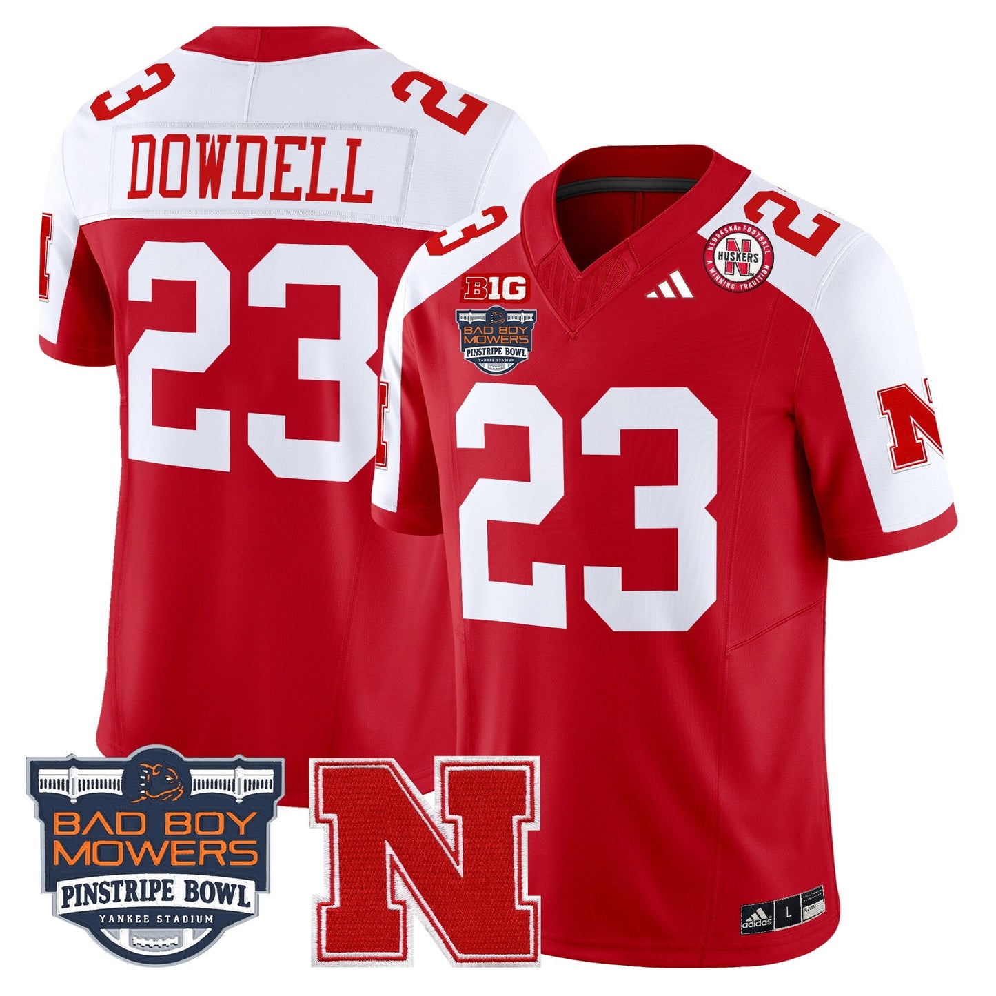 NEB 2025 Pinstripe Bowl Patch Vapor Limited Jersey - All Stitched