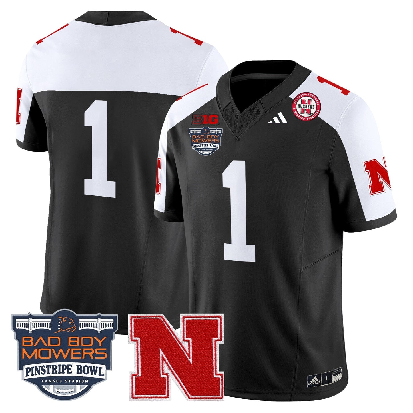 NEB 2025 Pinstripe Bowl Patch Vapor Limited Jersey - All Stitched