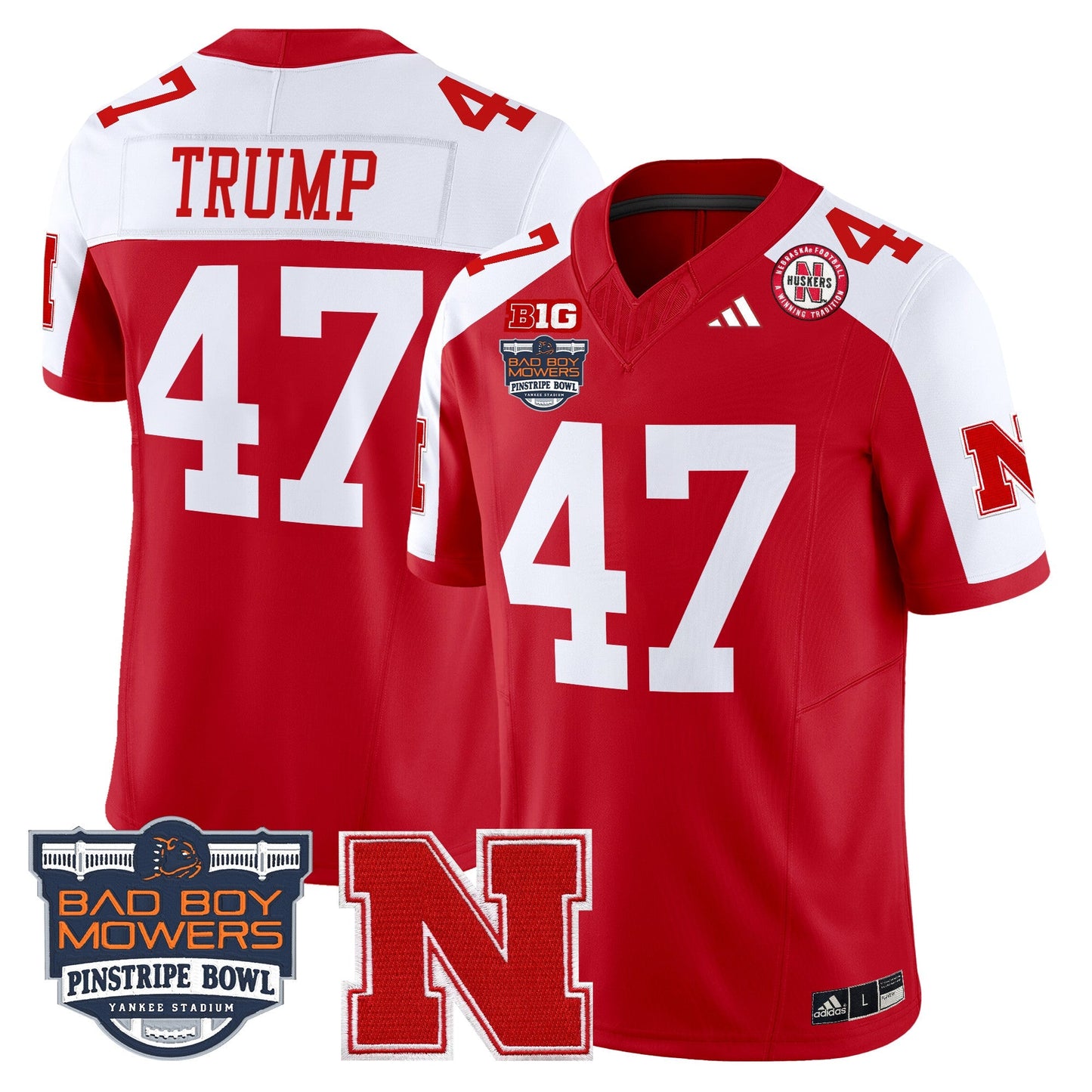 NEB 2025 Pinstripe Bowl Patch Vapor Limited Jersey - All Stitched