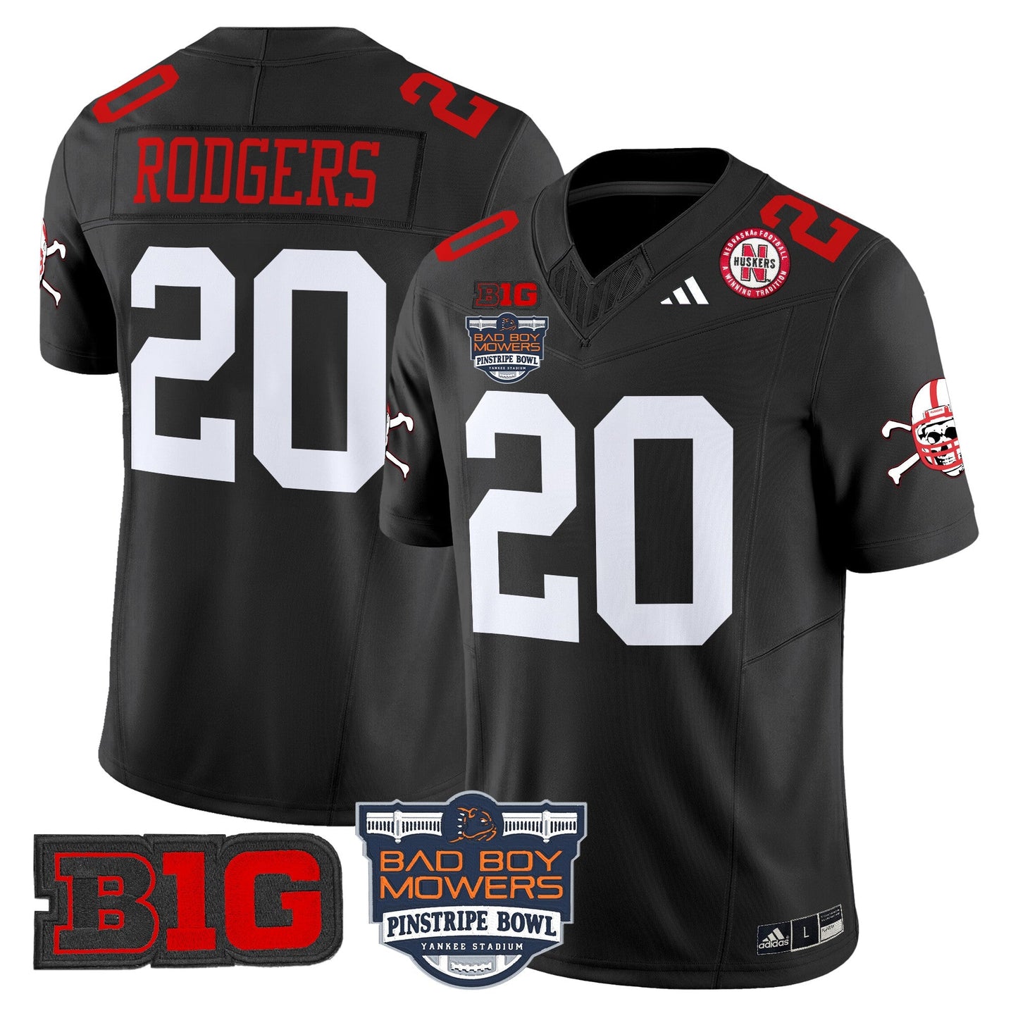 NEB 2025 Pinstripe Bowl Patch Vapor Limited Jersey - All Stitched