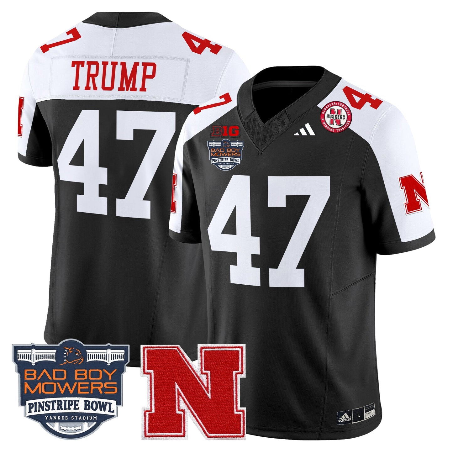 NEB 2025 Pinstripe Bowl Patch Vapor Limited Jersey - All Stitched