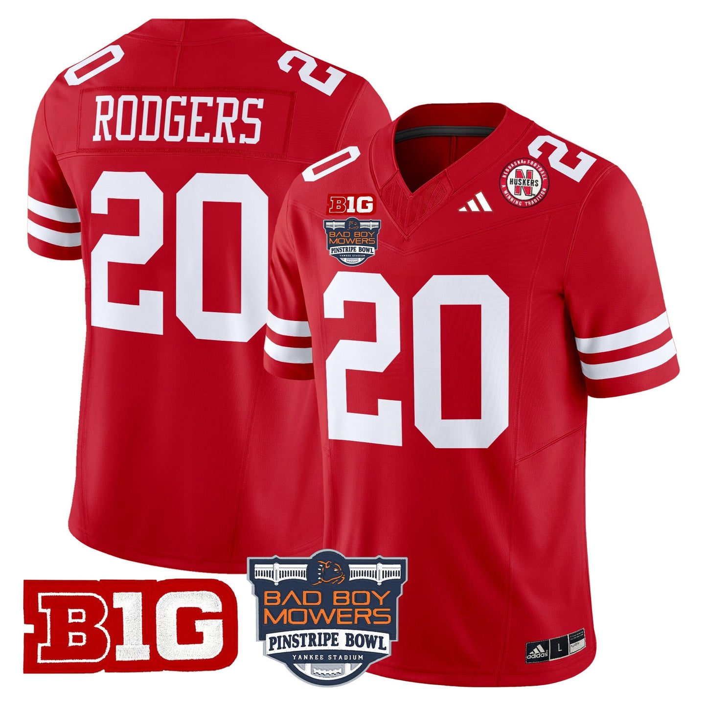 NEB 2025 Pinstripe Bowl Patch Vapor Limited Jersey - All Stitched