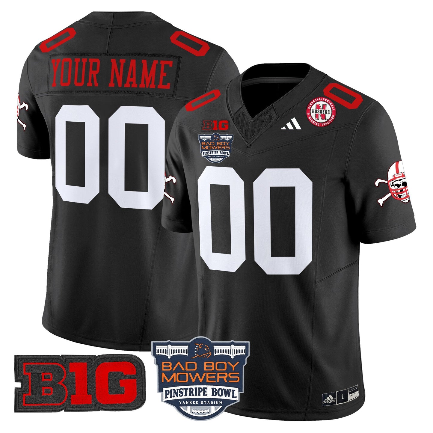 NEB 2025 Pinstripe Bowl Patch Vapor Limited Custom Jersey - All Stitched
