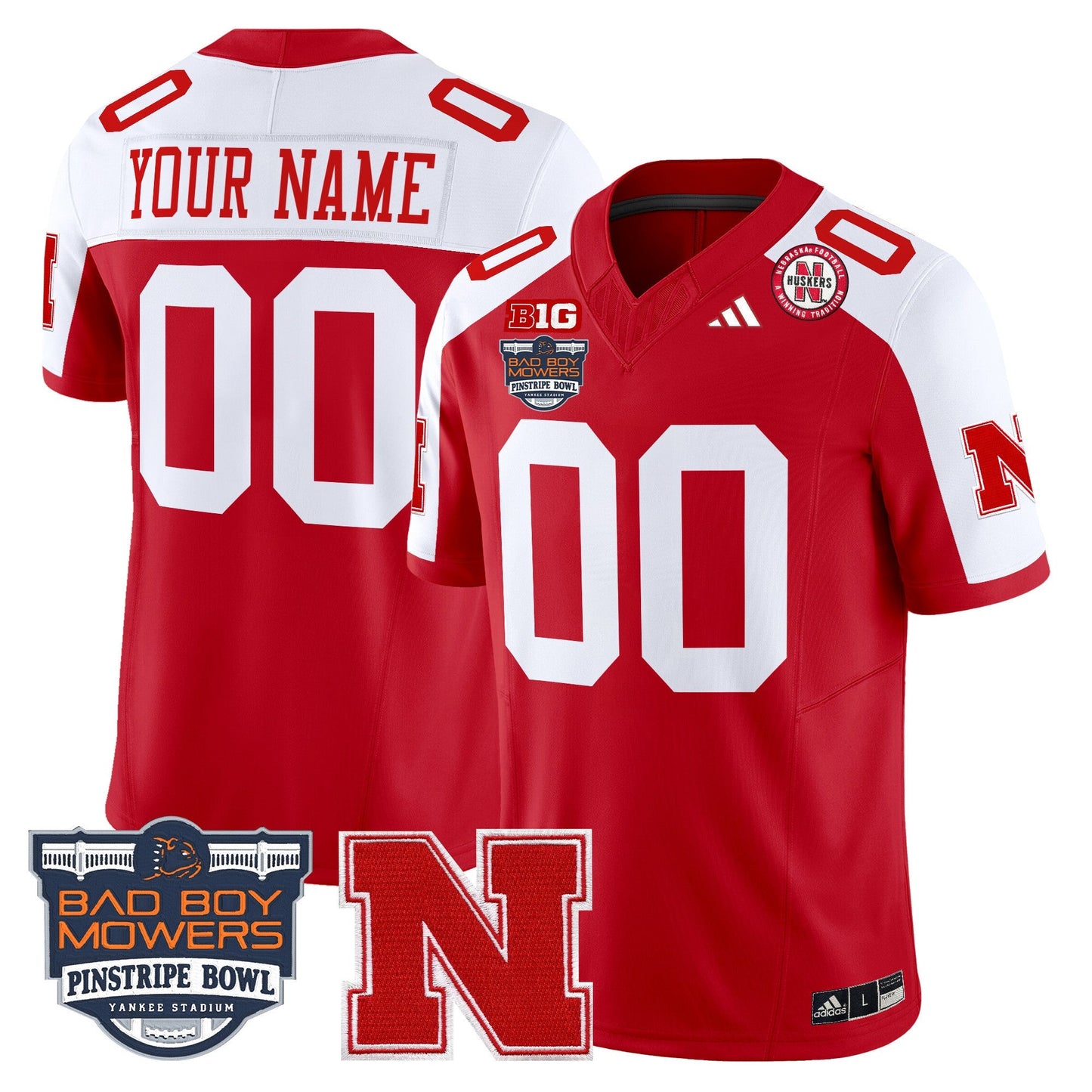 NEB 2025 Pinstripe Bowl Patch Vapor Limited Custom Jersey - All Stitched