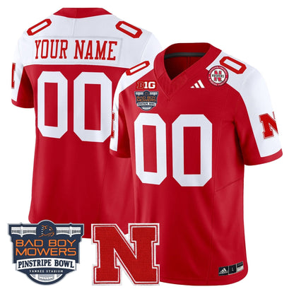 Nebraska Cornhuskers 2025 Pinstripe Bowl Patch Vapor Limited Custom Jersey - All Stitched