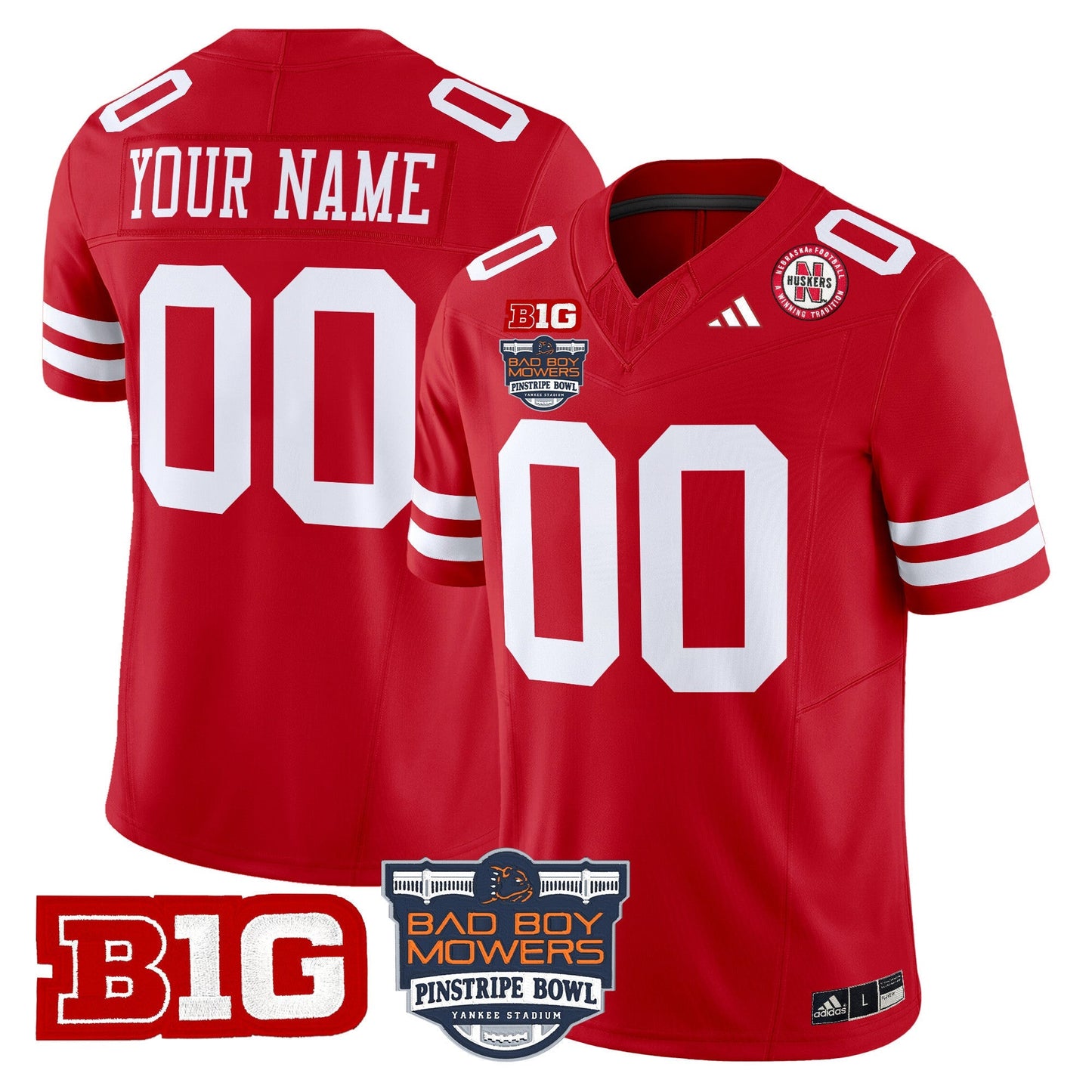 NEB 2025 Pinstripe Bowl Patch Vapor Limited Custom Jersey - All Stitched