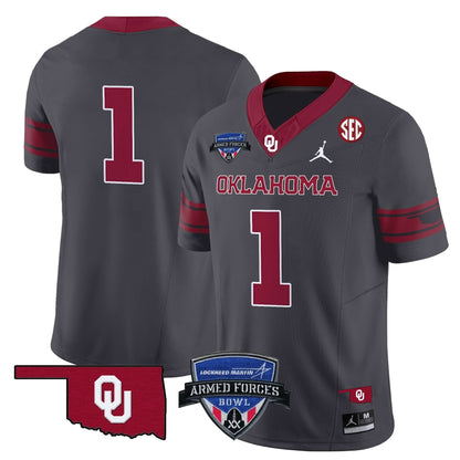 Oklahoma Sooners 2025 Armed Forces Bowl Patch Vapor Limited Jersey - All Stitched